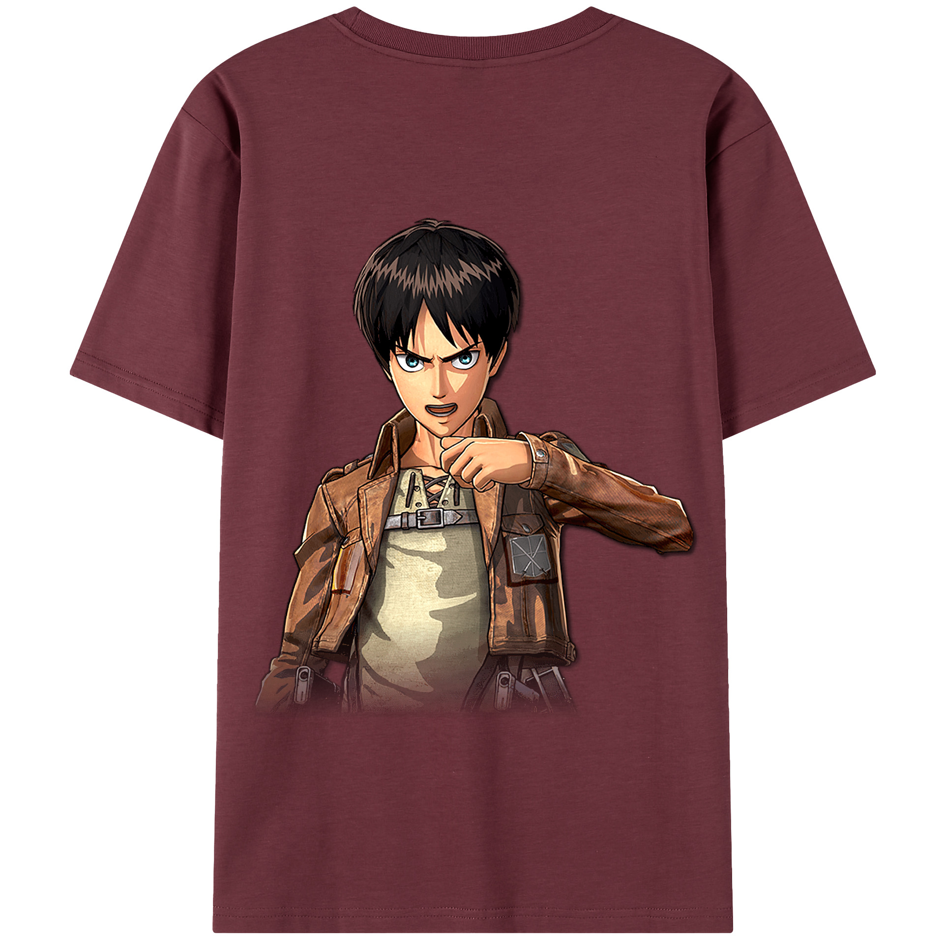 （画像用） 進撃の巨人 エレン･イェーガー Attack on Titan Eren Jäger 綿100％半袖Tシャツ（背面プリント）